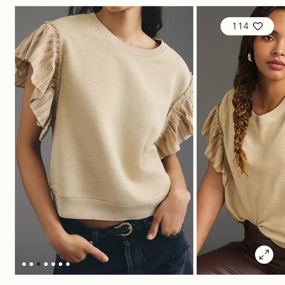 Pilcro Anthropologie Flutter Sleeve Sweatshirt Tee Size XS - Picture 1 of 4